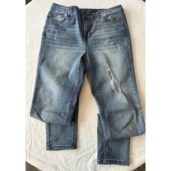 True Craft Jeans Mid Rise Skinny Women's Size 11 x 29inseam Blue Distressed - Picture 14 of 14